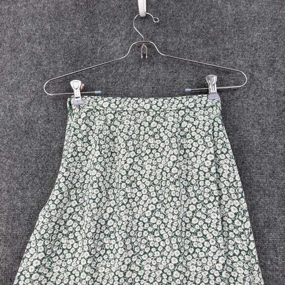 Abercrombie & Fitch Green Micro Floral Midi Skirt Ruffle Hem Side Slit Womens XS - Picture 4 of 12